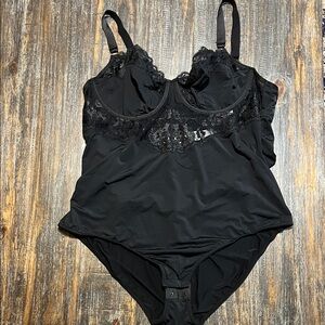 City Chic Black Lace Trim Bodysuit